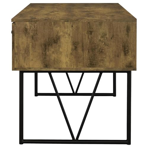 Coaster Home Furnishings Analiese Rustic 63-Inch 4-Drawer Home Office Computer Writing Desk Study Table with Storage Engineered Eco-Friendly Wood Look Laminate Sturdy Steel Base Rustic Nutmeg 800999 - color: Rustic Nutmeg
