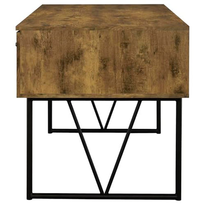 Coaster Home Furnishings Analiese Rustic 63-Inch 4-Drawer Home Office Computer Writing Desk Study Table with Storage Engineered Eco-Friendly Wood Look Laminate Sturdy Steel Base Rustic Nutmeg 800999 - color: Rustic Nutmeg