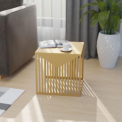 LeisureMod Mid-Century Modern Design Square Steel Side Table with Powder Coated Finish Side/End Tables Perfect for Modern and Contemporary Living Space, Gold - color: Gold