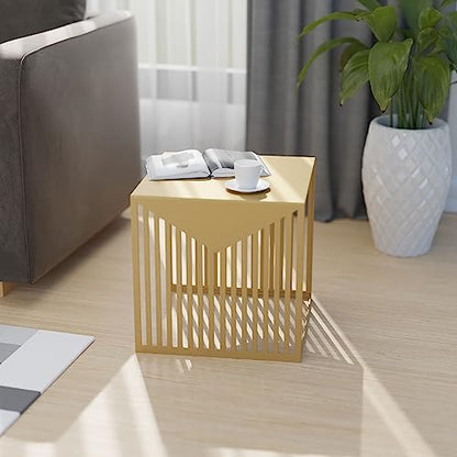 LeisureMod Mid-Century Modern Design Square Steel Side Table with Powder Coated Finish Side/End Tables Perfect for Modern and Contemporary Living Space, Gold - color: Gold