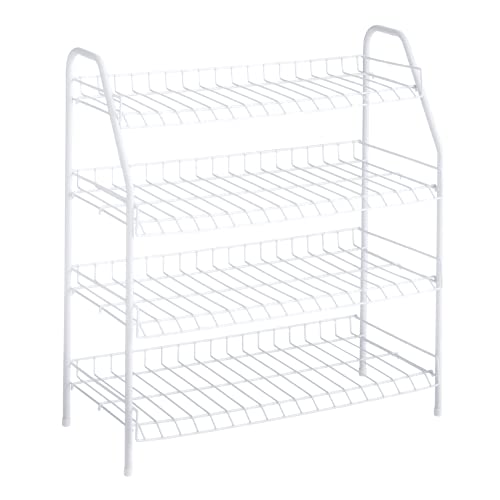 Rubbermaid 4-Tier Wire Shoe Rack, White, Simple Assemble, Storage Shelf for Organization in Bedroom/Closet - style: Shoe Shelf