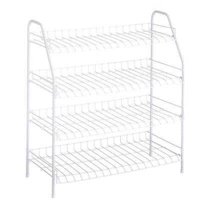 Rubbermaid 4-Tier Wire Shoe Rack, White, Simple Assemble, Storage Shelf for Organization in Bedroom/Closet - style: Shoe Shelf