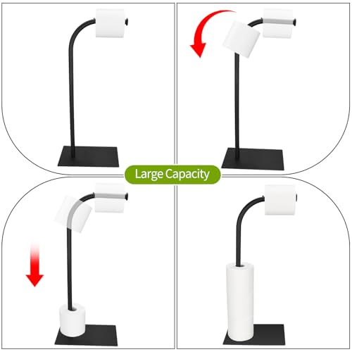 Toilet Paper Holder Stand, Free Standing Toilet Paper Holder | with Weighted Base, for Bathroom Storage Holds Reserve Rolls