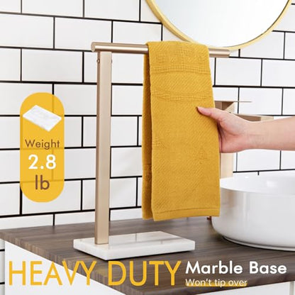 KOKOSIRI Hand Towel Rack Free Stand Towel Holder with Steady Marble Base for Bathroom Vanity Countertop, Champagne Bronze Stainless Steel 15.7'' Height THS0006-CPG - color: Champagne Bronze, size: 1-Bar