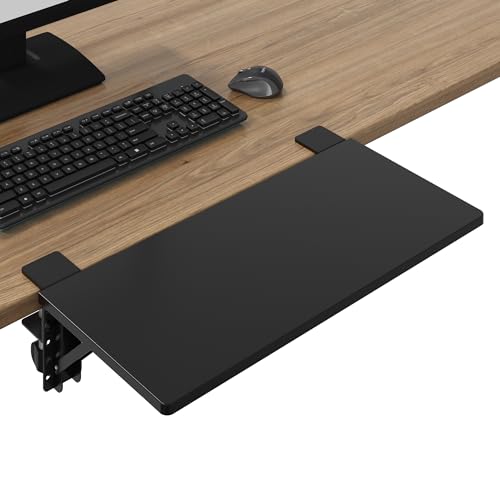 BONTEC Small Ergonomics Desk Extender Tray, 20x9.5 Inch Table Mount Arm Rest Shelf, 90° Foldable Keyboard Tray Platform, Clamp on Computer Arm Rest for Desk, Suitable for Office Desks, Black - color: Black, size: 20"*9.5"(51cm*24cm)