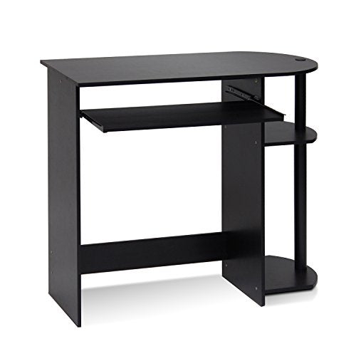 Furinno Simplistic Easy Assembly Computer Desk, With Keyboard Tray, Espresso/Black | Keyboard Tray, Computer Desk with Rounded Edges, Office Desk, for Home Office, Bedroom - color: Espresso/Black, size: 15.8 x 31.5 x 28.4 Inch