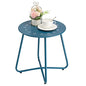 danpinera Outdoor Side Tables with Flower Cut Outs, Weather Resistant Steel Patio Side Table, Small Round Outdoor End Table Metal Side Table for Patio Yard Balcony Garden Navy Blue - color: Navy Blue