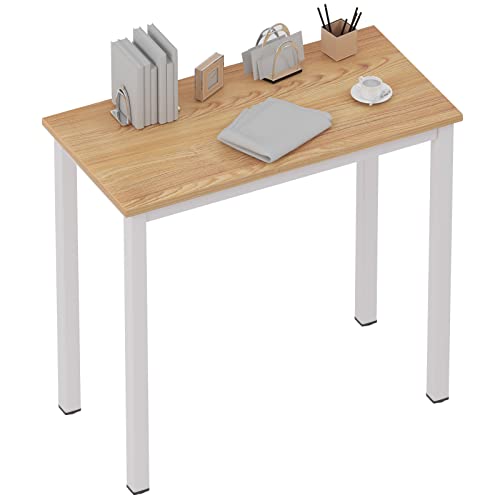 sogesfurniture Computer Office Desk Computer Table with BIFMA Certification Sturdy Office Desk Writing Desk,Teak&Black,BHUS-AC3BW-8040