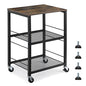 MOOACE 3 Tier End Table with Wheel, Rolling Kitchen Cart Storage Shelf | Small Side Table Nightstand, Kitchen Utility Cart Table Stand for Bedroom Living Room Office Balcony - color: Brown
