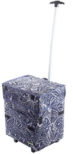 dbest products Smart Cart, Victorian Collapsible Rolling Utility Cart Basket Grocery Shopping Teacher Hobby Craft Art - color: Victorian, size: Standard
