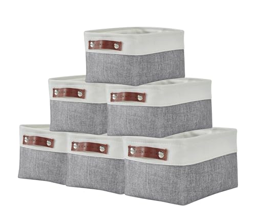 DECOMOMO Small Storage Basket, Closet Storage Bins, Baskets for Organizing Shelves (Grey & White, Small - 6 Pack) - color: Grey and White, size: Small/6P