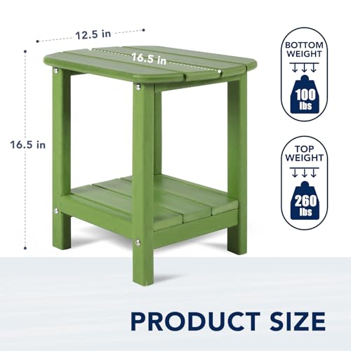 Nalone Adirondack Side Table, 16.5" Outdoor End Table, HDPE Plastic, Small for Patio (Lime) - color: Lime