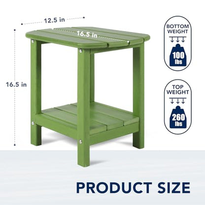 Nalone Adirondack Side Table, 16.5" Outdoor End Table, HDPE Plastic, Small for Patio (Lime) - color: Lime