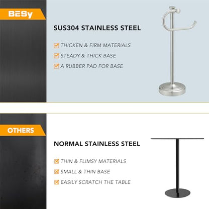 Stand Hand Towel Holder, Countertop Towel Bar, Brushed Nickel | 17 Inch Bathroom Towel Hanger, Freestanding Vanity Counter Top Towel Holder, Towel Ring Hardware Accessories, Stainless Steel - color: Brushed Nickel