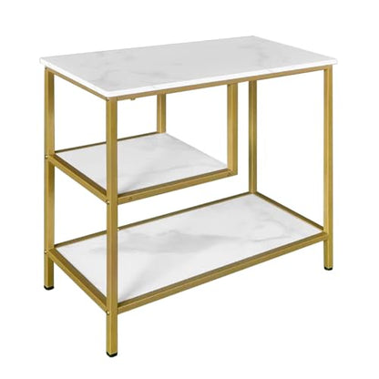 AT-VALY End Table Set of 2, 3-Tier Small End Table, Nightstand for Living Room, Bedroom, Office, Bathroom (Gold)