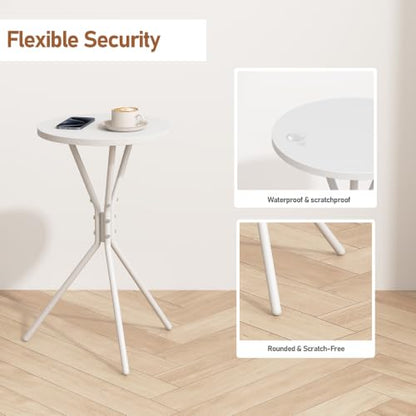TUTOTAK Small Round End Table, Mini Side Table, Drink Table, Pedestal Table | for Small Spaces, Accent Nightstand, livingroom, Bedroom, White TB01BW098 - color: White, size: 1 Pack, style: Triangle