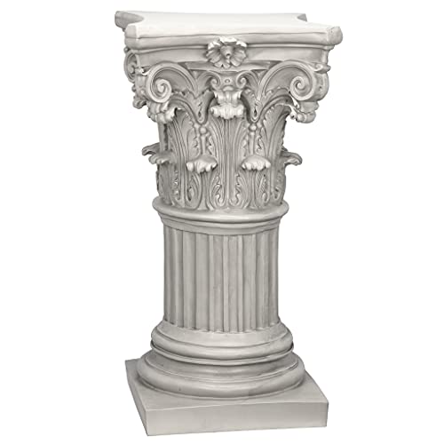 Design Toscano Corinthian Pedestal Column Plant Stand, Medium 29 Inch Tall, Cast Stone Resin, Antique Stone Finish - size: Medium, style: Corinthian