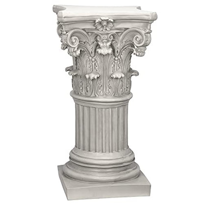 Design Toscano Corinthian Pedestal Column Plant Stand, Medium 29 Inch Tall, Cast Stone Resin, Antique Stone Finish - size: Medium, style: Corinthian
