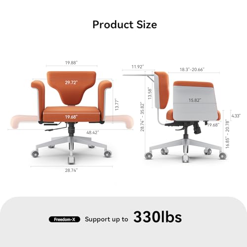 Newtral Freedom-X Criss Cross Chair with Wheels & Amrests- Cross Legged Office Chair with Laptop Tray, Multi-Position Recliner Chair, Adjustable Ergonomic Chair, Relax, Work from Home