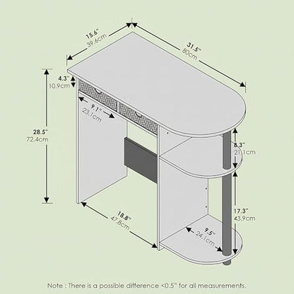 Ipoh Computer Desk, 32 Inch Writing Desk, Study Desk with Side Shelves and Bin Storage, for Home Office, Study Room, Mocha Charcoal - color: Mocha Charcoal