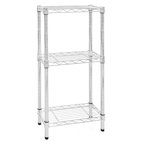 Shelving Inc. 8" d x 18" w Chrome Wire Shelving with 3 Tier Shelves, Weight Capacity 800lbs Per Shelf - size: 8" d x 18" w x 34" h