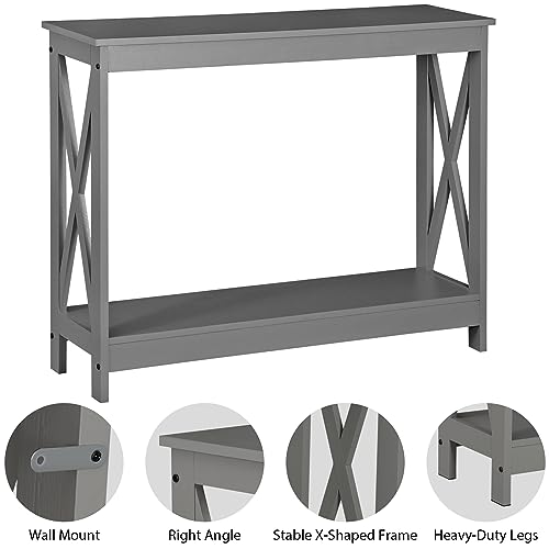 Nouva 2-Tier Narrow Console Sofa Side Table for Hallway Foyer Table Sofa Long Accent Table for Living Room,Grey - color: Grey