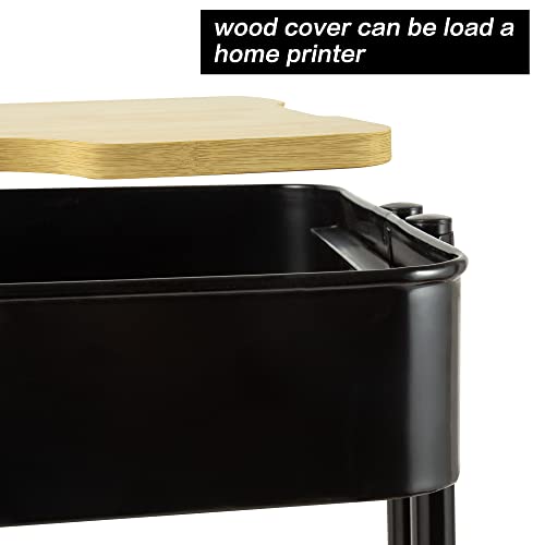 2 Tier Utility Cart，Metal Rolling Cart with Wheels and Cover for Office Home Kitchen Organization (Black-1, 2 Tier) - color: Black-1