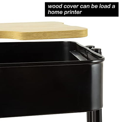2 Tier Utility Cart，Metal Rolling Cart with Wheels and Cover for Office Home Kitchen Organization (Black-1, 2 Tier) - color: Black-1