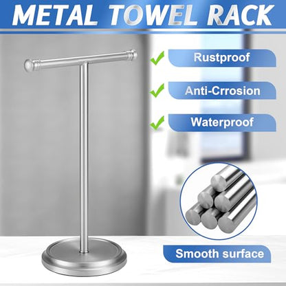 Hand Towel Holder Stand, Free Standing Towel Rack Stand with Stainless Steel Base, Rust-Proof Towel Bar for Bathroom Kitchen Countertop (Brushed Nickel) - color: Brushed Nickel