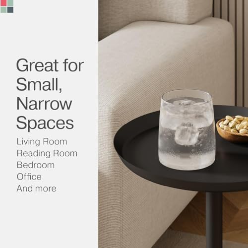 Stead Round Metal Drink Table, Pedestal Drink Desk, Modern Home, Bedroom, and Living Room Furniture, Small Metal Side Table with Dome Base and Beveled Top, Beverage Desk (Black) - color: Black, style: Dome Base