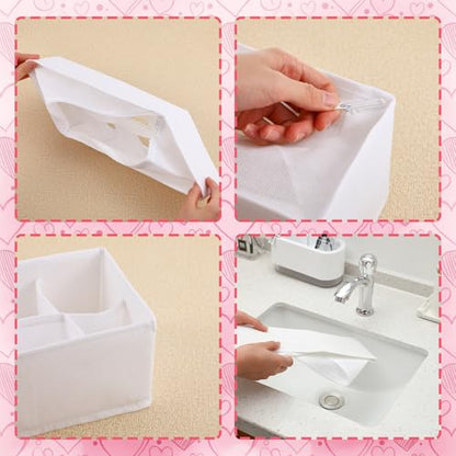 2 Pack Toddler Shoe Organizer for Closet Drawer Foldable Shoe Rack Storage Container 8 Section Baby Soft Fabric Cubby Box 11.02" × 5.91" × 3.94" Nursery Infant Holder with Divider Breathable