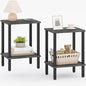 TUTOTAK End Table, Set of 2, Side Table, Nightstand, 2-Tier Storage Shelf, Sofa Table for Small Space, Living Room, Bed Room, Charcoal Grey TB01BY035(2PCS) - color: Charcoal Grey