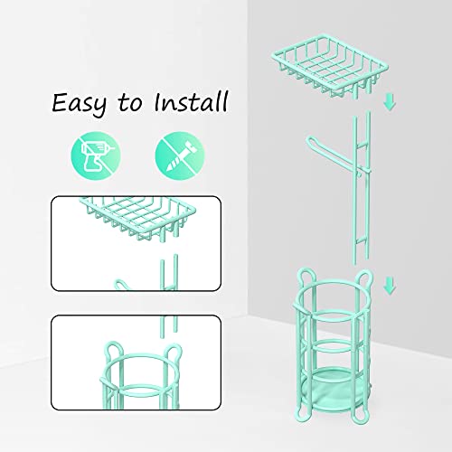 Toilet Paper Roll Holder Stand Nautical Bathroom Tissue Dispenser with Shelf for Larger Rolls-Mint - color: E-mint