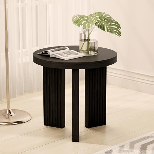 17.52" Small Round Side Table, Black | Coffee Table with Smooth Thick Mesa, Circle End Table with X Shaped Stable Legs, Accent Tea Table for Living Room, Office - color: Black, style: Side Table