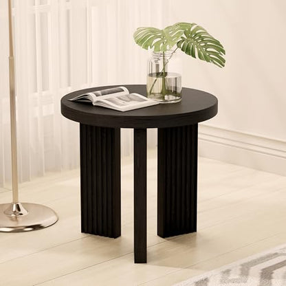 17.52" Small Round Side Table, Black | Coffee Table with Smooth Thick Mesa, Circle End Table with X Shaped Stable Legs, Accent Tea Table for Living Room, Office - color: Black, style: Side Table