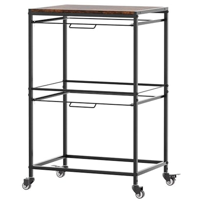 EasyPAG Rolling Hanging File Folder Cart, 2 Tier Metal Pull-Out File Rack for Letter and Legal Size Folders, Portable Filing Cart for Office Home, Black