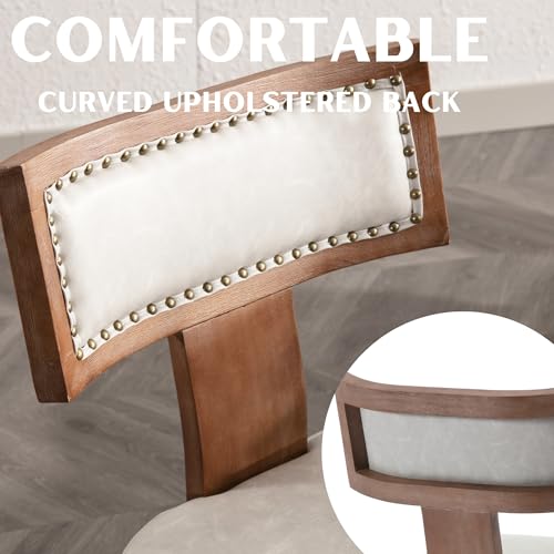 RIVOVA Mid Century Modern Dining Chairs Set of 4, Farmhouse Dining Chairs with Nailhead Trim, Faux Leather Upholstered Dining Room Chairs Kitchen Chairs with Wood Legs, Grey - color: Grey Nailhead