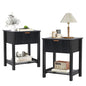 Small Nightstand Set of 2 with Drawer,Mid Century Modern Nightstand for Bedroom, Fluted End Table with Storage for Living Room,Couch Sofa,Bedside,Office,Desk Side Table for Small Spaces-Black - size: 2 Piece Set