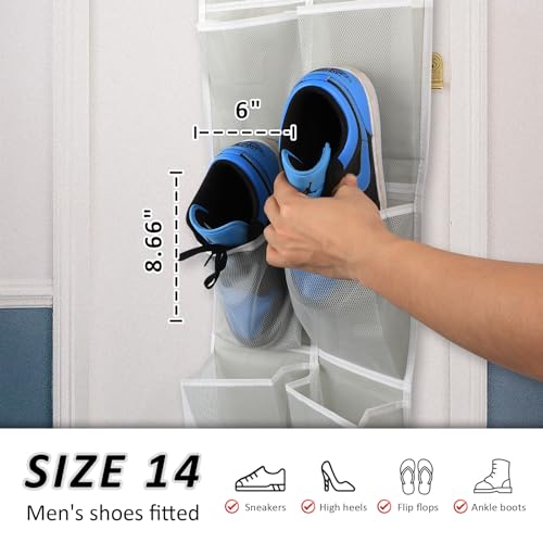 GOMAJI 2PK Over the Door 12 Pocket Hanging Shoe Organizer - color: Gray