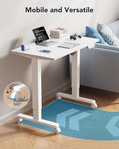 HUANUO Electric Small Standing Desk, Whole Piece Desktop, Adjustable Height Computer Desk, 4 Height Memory Settings, Sit Stand Up Desk for Home Office, 35" x 20", White - size: 35" X 20"