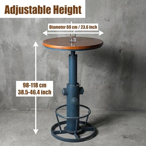 Topower Industrial Bar Table 38.58-48.43" Adjustable Pub Table Kitchen Dining Coffee Bistro Table Antique Blue - color: Antique Blue