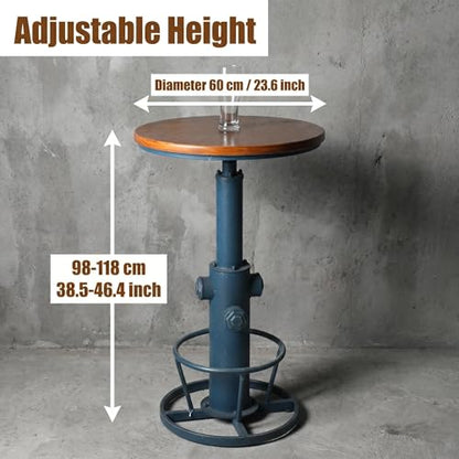Topower Industrial Bar Table 38.58-48.43" Adjustable Pub Table Kitchen Dining Coffee Bistro Table Antique Blue - color: Antique Blue