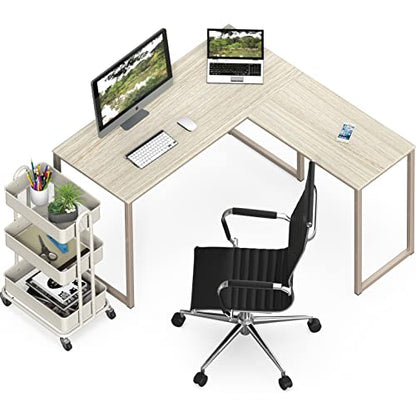 SHW Mission 48 x 48 L-Shape Home Office Computer Desk, Maple | Reversible Desktop Design - color: Maple, size: 48-Inch L-Shaped
