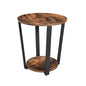 CASATOCA Round End Table, Metal Side Table, 2-Tier Industrial Sofa Table with Storage Rack, Stable and Sturdy Construction, Easy Assembly, Rustic Brown