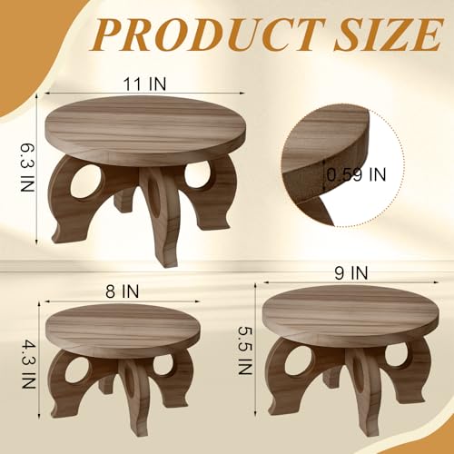 3 Pcs Wooden Plant Stand Indoor 8/9/11",Walnut Color,Low - color: Walnut Color