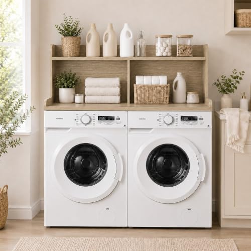 Royxen Laundry Countertop with 20" Shelf Universal Fit, Washer and Dryer Countertop with Storage Space, Laundry Room Storage (White Oak) - color: White Oak