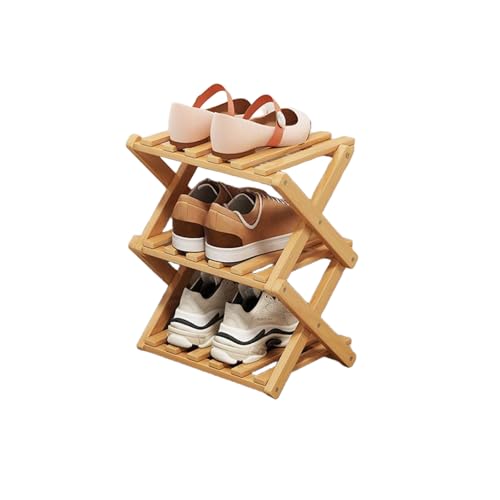 YYW Bamboo Shoe Rack, Foldable Vertical for Entryway, Easy to Assemble | Shoe Storage Organizer, Free Standing Shoe Shelf for Closet, Living Room, Bedroom, Home Entrance, Nature 3 Layers - color: Nature-3 Layers