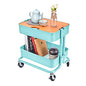 Melody House 2-Tier Metal Utility Rolling Cart, Storage Side End Table with Cover Board - color: A- Turquoise-1