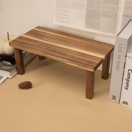 Kitchen Cabinet Counter Shelf Acacia Wood Desktop Organizer Shelf | Wooden Kitchen Cabinet Countertop Organizer Tabletop Shelf Display Stand Coffee Station Organizer Desk Shelf for Top of Desk