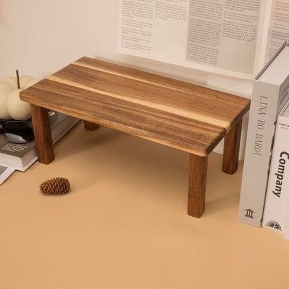 Kitchen Cabinet Counter Shelf Acacia Wood Desktop Organizer Shelf | Wooden Kitchen Cabinet Countertop Organizer Tabletop Shelf Display Stand Coffee Station Organizer Desk Shelf for Top of Desk